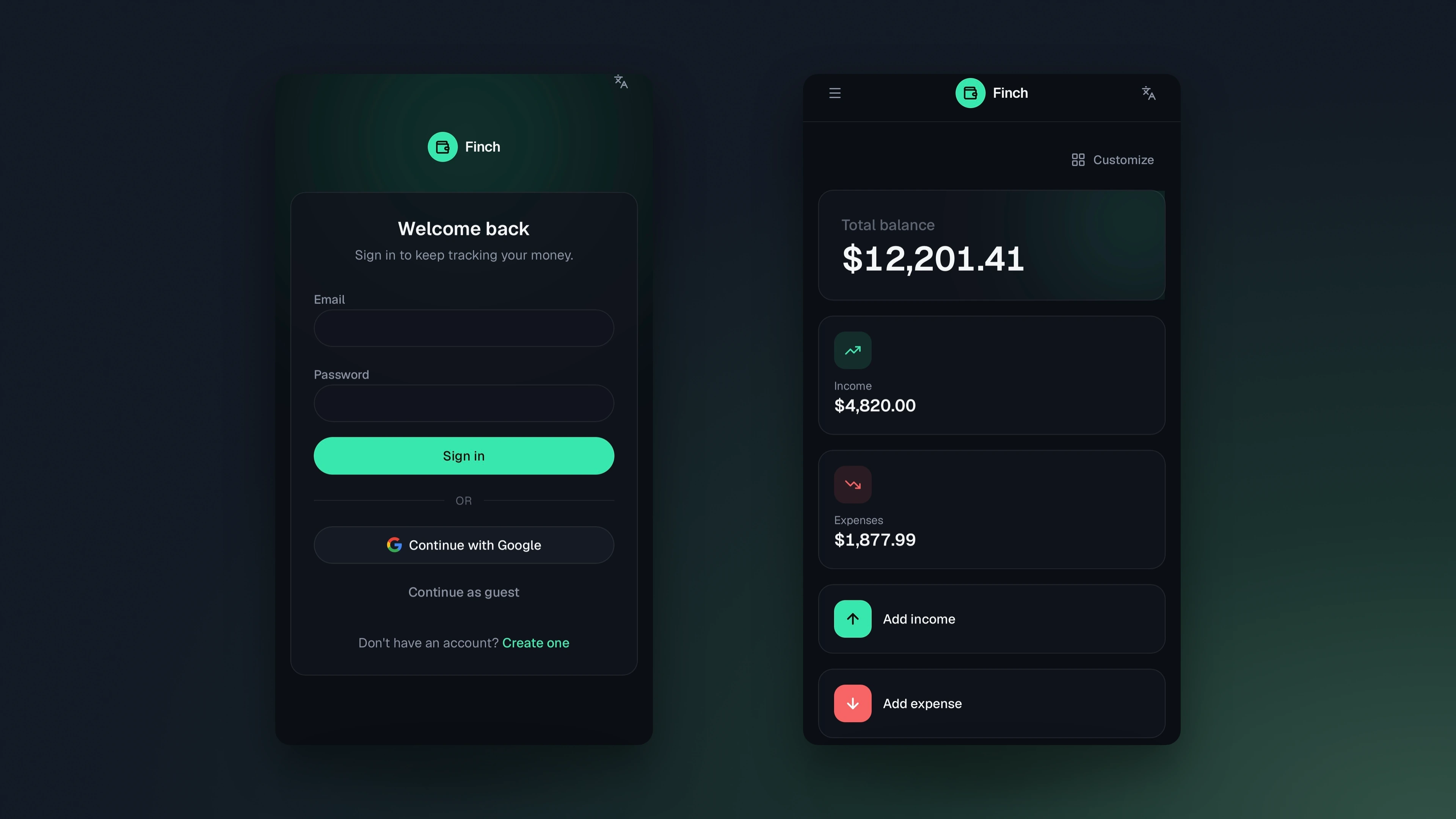 Finch — mobile version