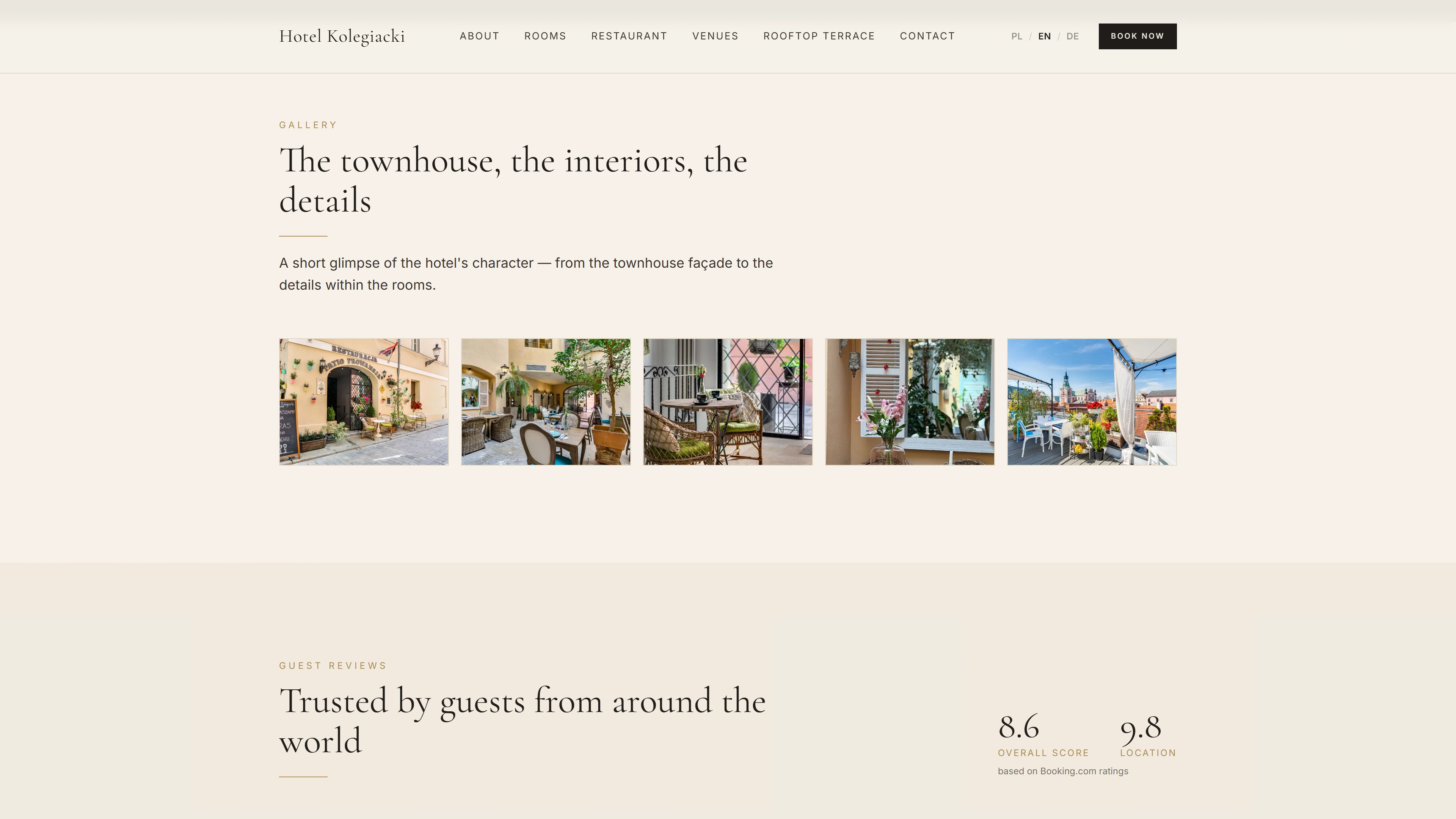 Hotel Kolegiacki — desktop screen