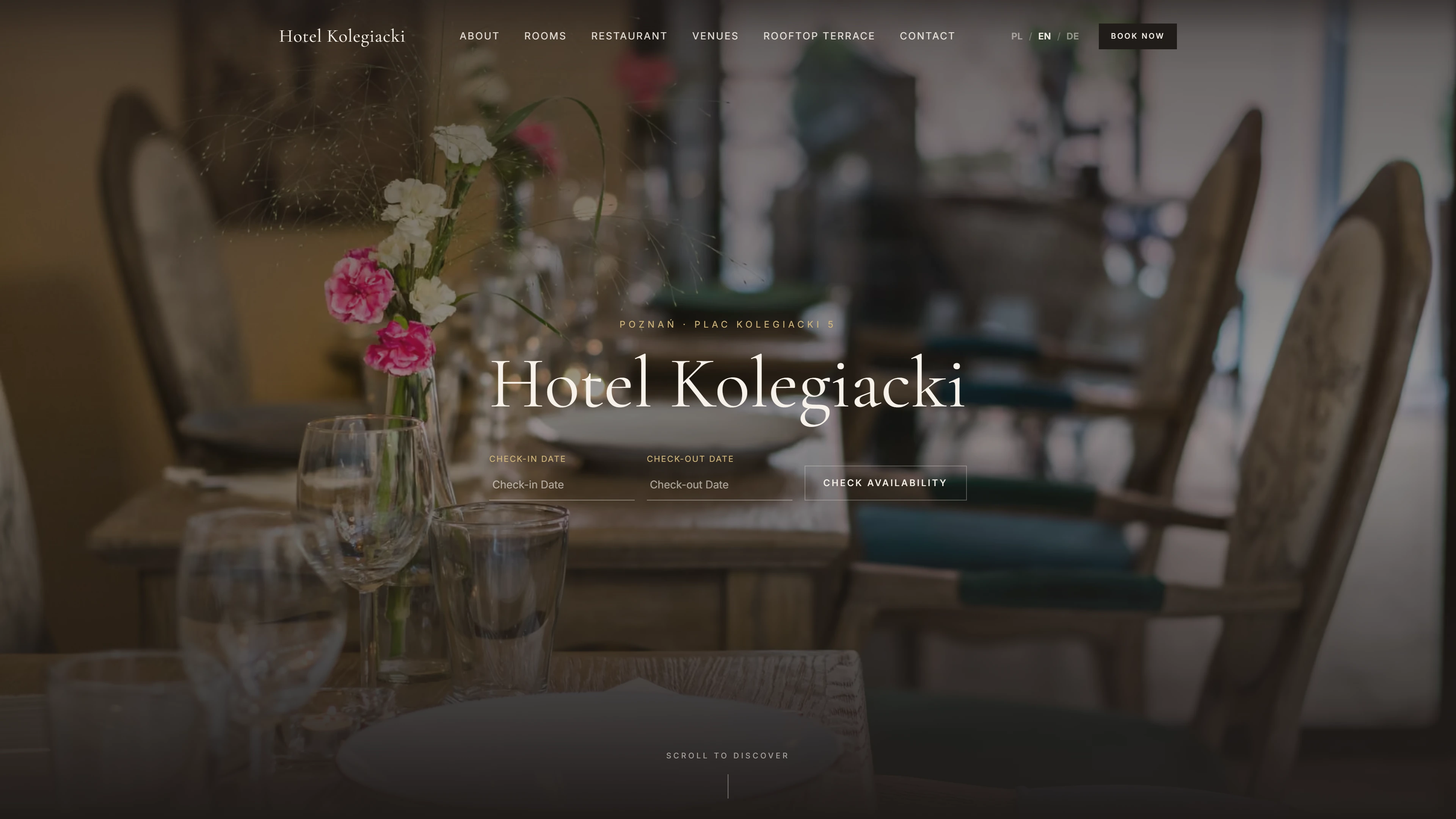Hotel Kolegiacki — desktop screen